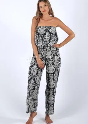 Bandeau Jumpsuit in Chakra Black Print