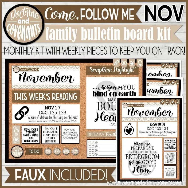 CFM D&C Family Bulletin Board Kit   FAUX Sheets {NOVEMBER 2021; neutrals} PRINTABLE