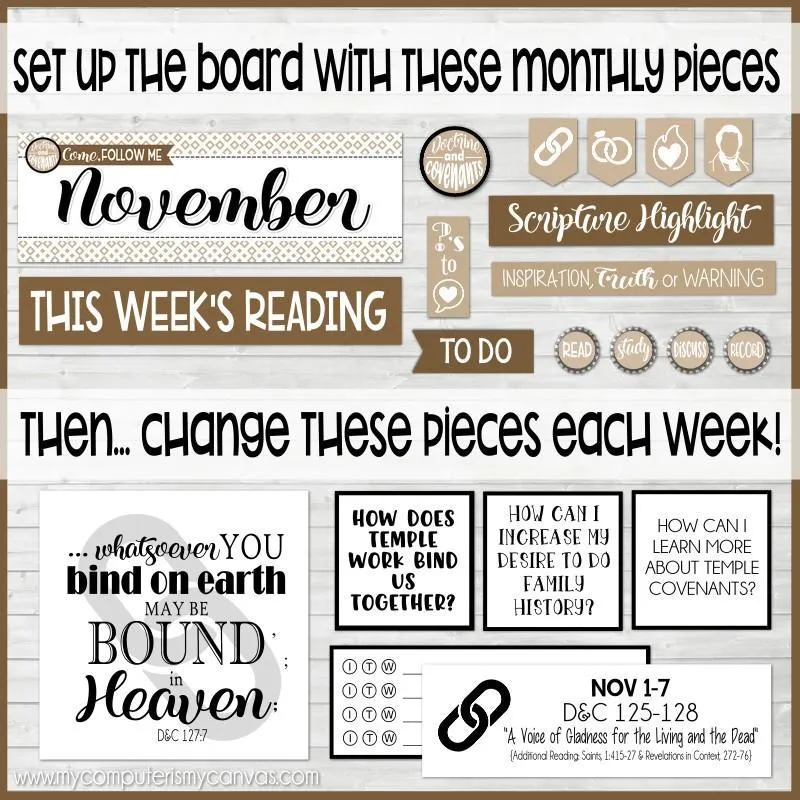 CFM D&C Family Bulletin Board Kit   FAUX Sheets {NOVEMBER 2021; neutrals} PRINTABLE