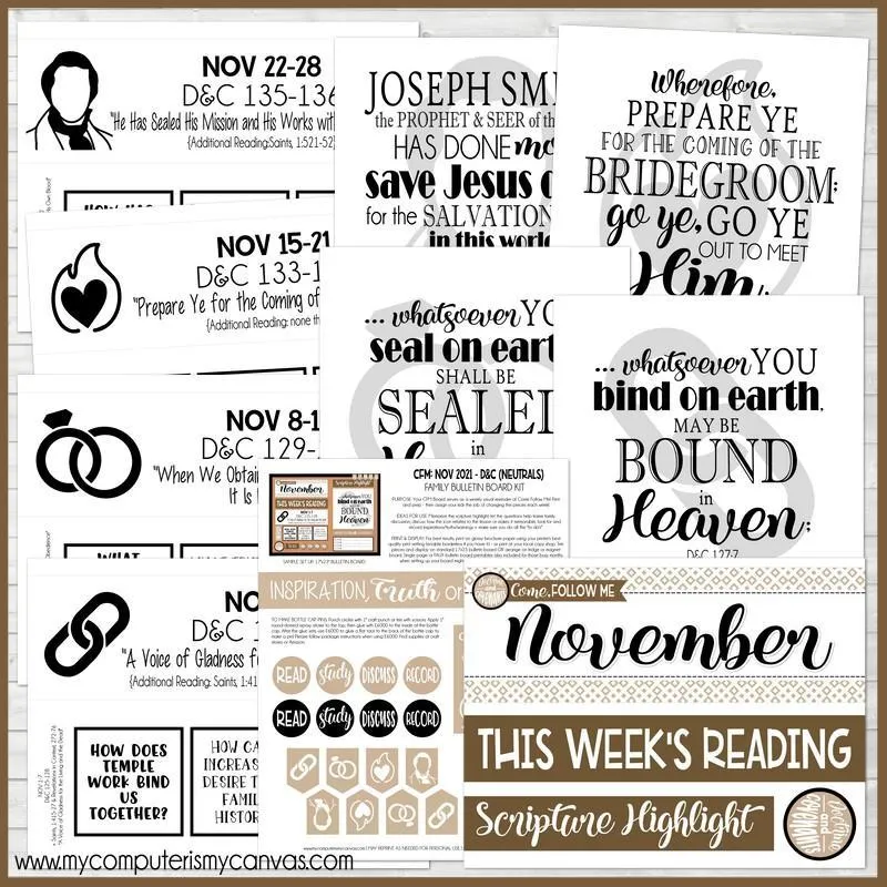 CFM D&C Family Bulletin Board Kit   FAUX Sheets {NOVEMBER 2021; neutrals} PRINTABLE