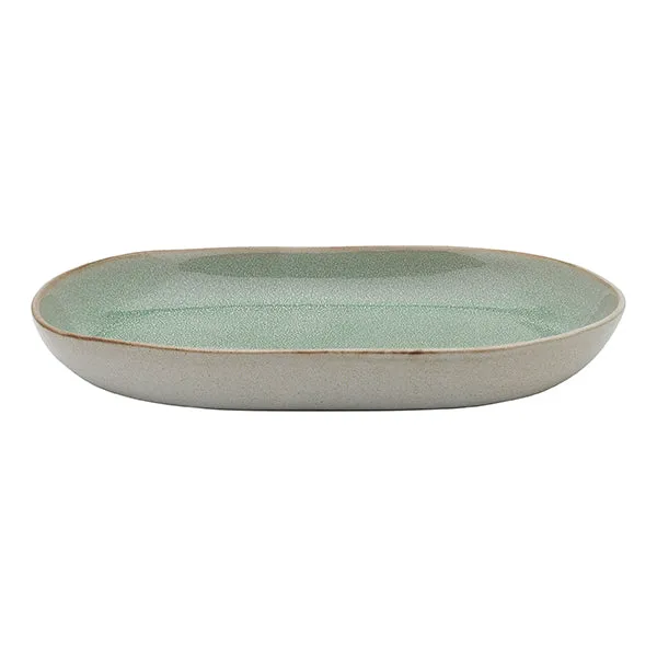 Galet Small Shallow Oval Bowl 22cm - Sage