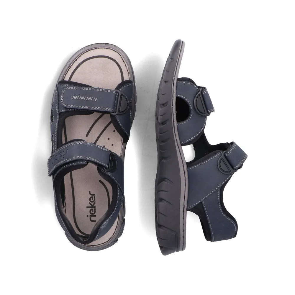 Mens Rieker Walking Sandals Navy Hook & Loop Strap 26761-14