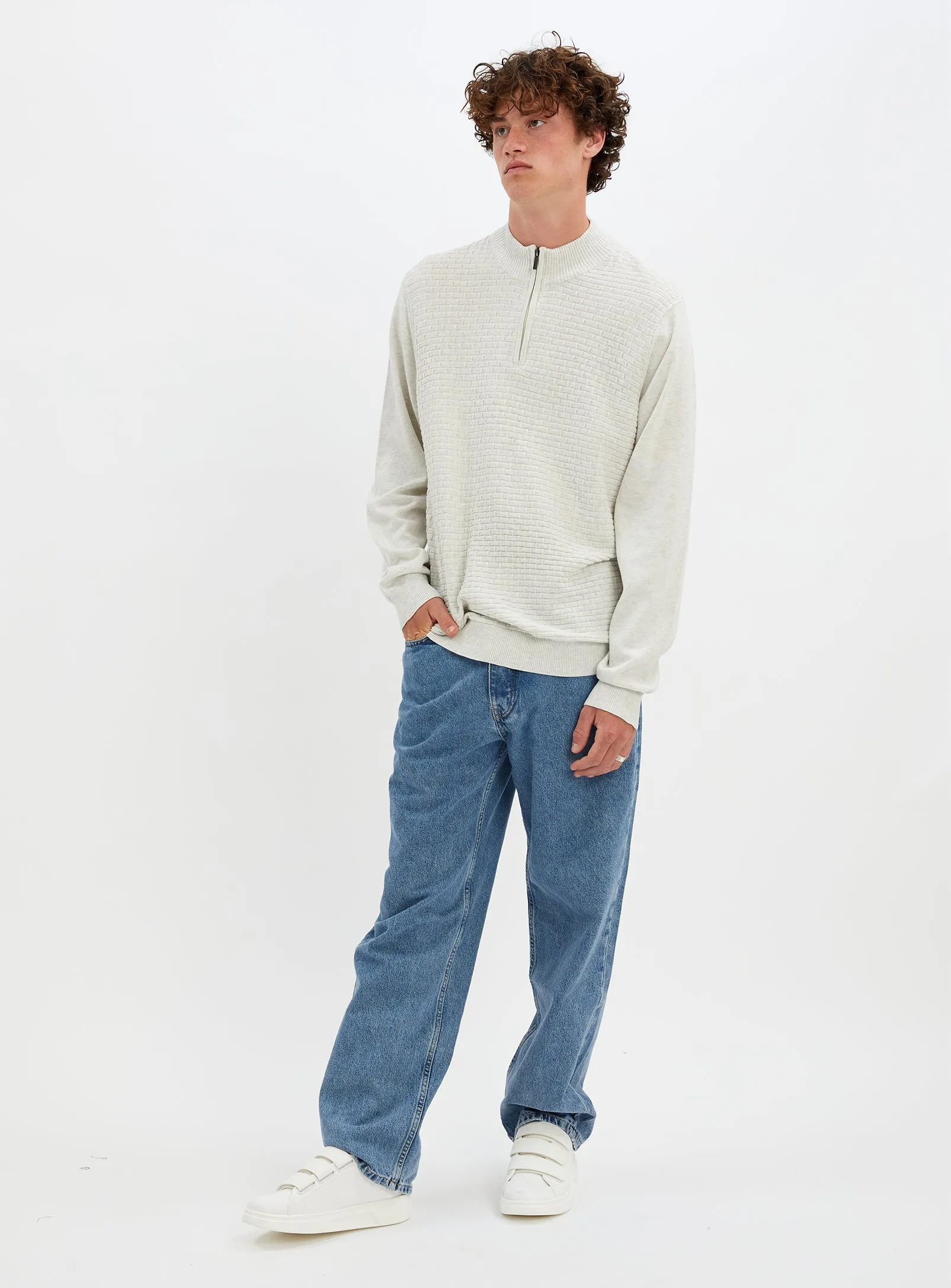 NOLAN  | Nolan cotton mock neck fine gauge sweater || NOLAN  |  Chandail fin en coton à col roulé