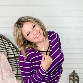 "Debbie" Striped Long Sleeve V-Neck