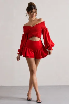 Rossana | Short rouge à volants