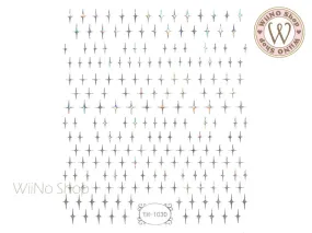 Silver Holographic Small Cross Star Adhesive Nail Art Sticker - 1 pc (TH-1030SH)