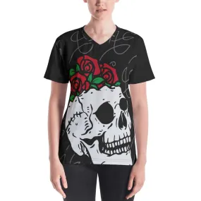 Skull Rose Brain Women's V-neck