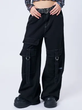 Tyra Black Utility Pockets Pants